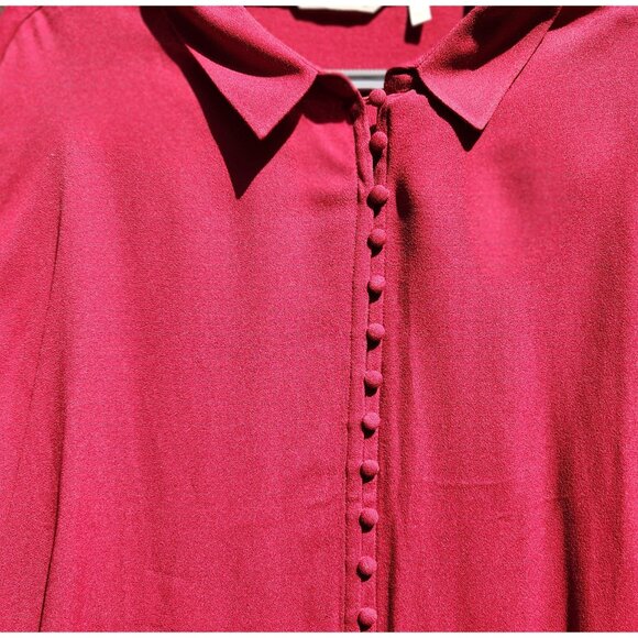 Soft Surroundings Moroccan Red Crepe Poet Blouse Ruffled Sleeves Plus 3X - Picture 5 of 10
